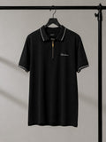Men's Black Zip-Neck Polo T-Shirt